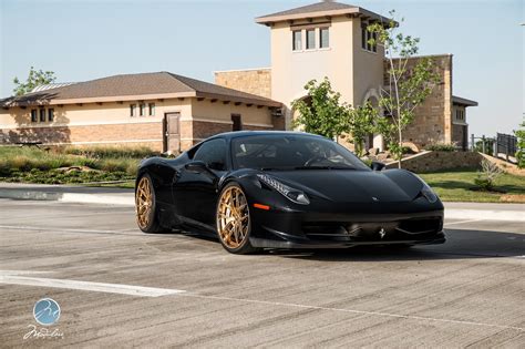 Black Ferrari 458 Italia With Golden Modulare Wheels Gtspirit