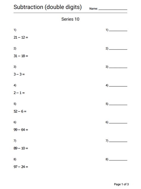 Subtraction Worksheet Series 10 Geek Slop Online