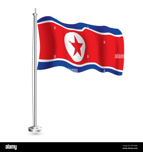 North Korea Flag Isolated Realistic Wave Flag Of North Korea Country