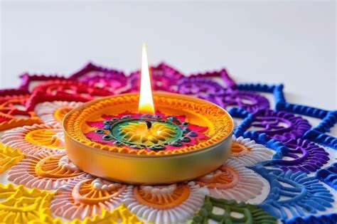 Indian Rangoli Candle Celebration Creativity Decoration Premium AI