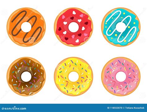 Set Of Doughnuts Stock Vector Illustration Of Glaze