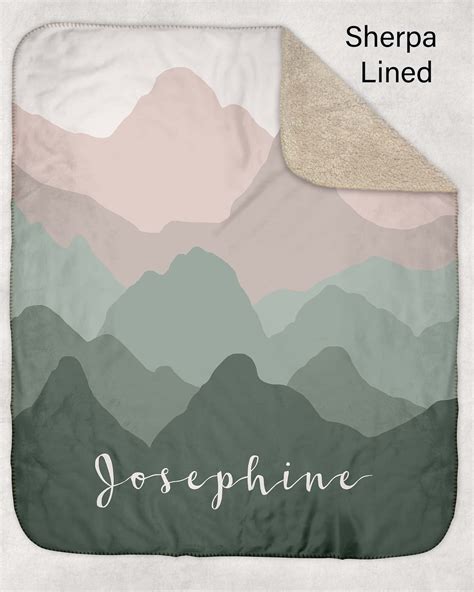 Dusty Pink And Sage Green Ombre Mountain Baby Blanket Alphadorable