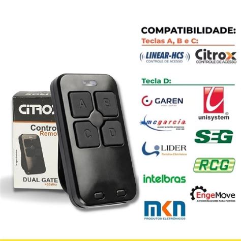 Controle Remoto Para Motor De Port O Citrox Dual Gate B Mhz Linear