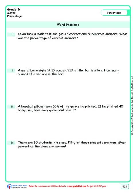 Percent Of A Number Worksheet Percentage Worksheets For Find