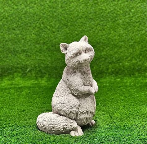 Standing Large Raccoon Statue Outdoor Concrete Raccoon Figurine Garden