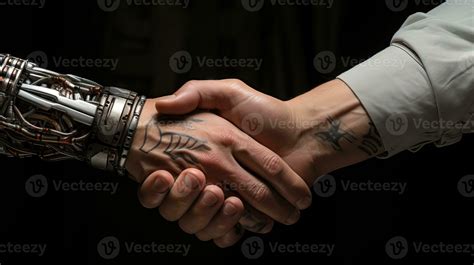 Real and Artificial Intelligence Handshake Beautiful Pose of Hands AI ...