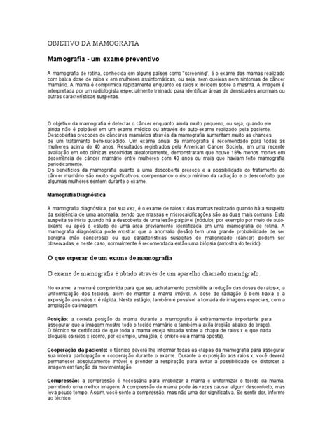 Pdf Objetivo Da Mamografia Dokumen Tips