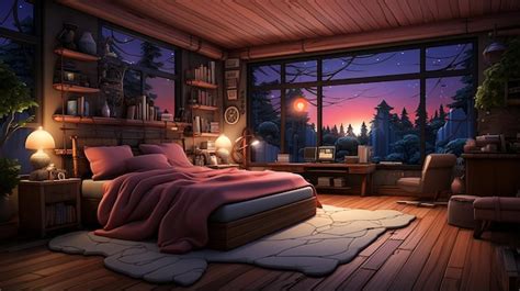 Premium AI Image | 2D Cartoon Bedroom Background for VTubing