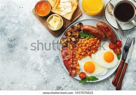 Full English Breakfast On Plate Fried Stock Photo Edit Now 1937070622