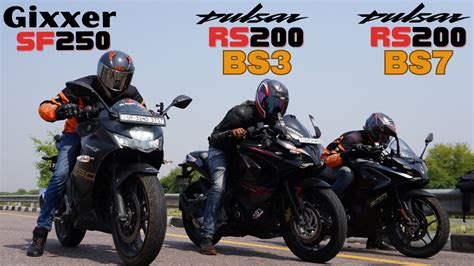 Bajaj Pulsar RS200 BS7 Vs Suzuki Gixxer SF 250 Vs Pulsar RS200 BS3 Drag