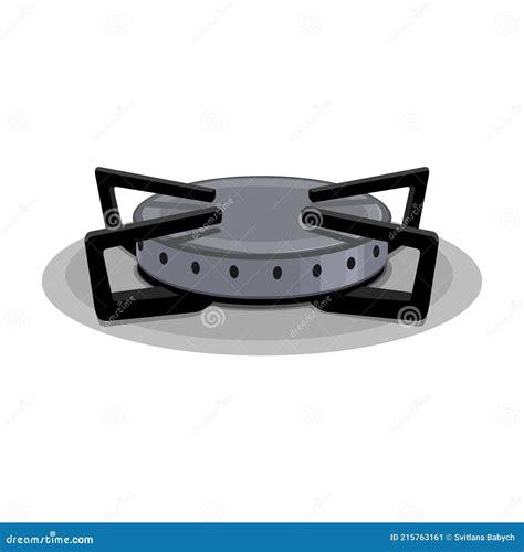 Stove Burner Vector Cartoon Icon Vector Illustration Burning Gas On