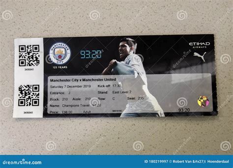 Football Ticket for Manchester City at Manchester England 2020 ...