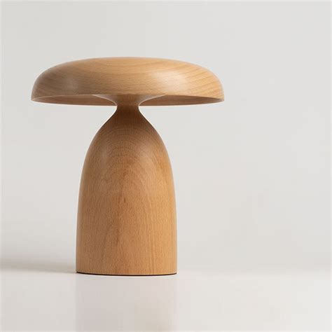 Mushroom Lamp Beech Wood Touch Switch Plug In ApolloBox