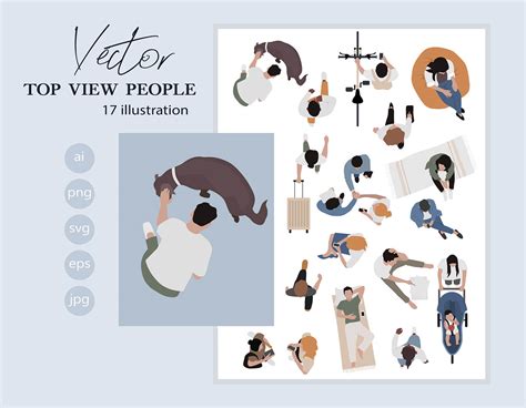 Top View People - Flat Vector Illustrations