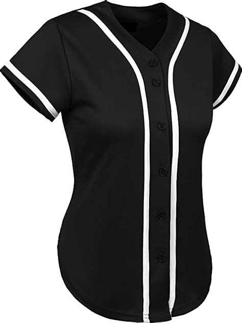 Hat And Beyond Womens Baseball Jersey Button Down Tee Short