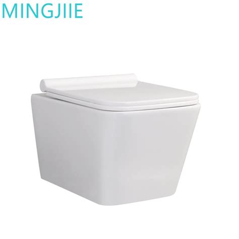 European Modern White Ceramic Toilets Sanitary Ware Wc Square Shape Rimless Wall Hung Toilet