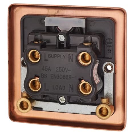 Gandh Brassware 45a Double Pole Cooker Switch With Neon Polished Copper Electricaldirect