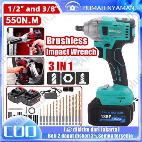 Jual Mesin Impact Baterai Cordless Impact Wrench 550N M 188VF Impact