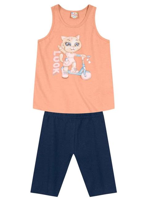 Conjunto Ciclista Infantil Menina Laranja Brandili