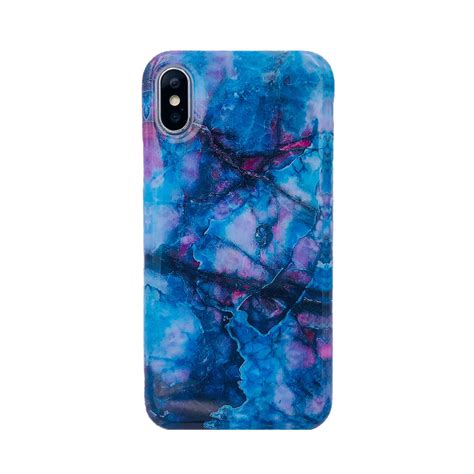 Coque Iphone X Xs Marbre Bleu Rose