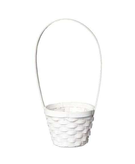 Cesto Vimini Bamboo Bianco Svasato Manico Alto Per Piante Vaso 14 Cm