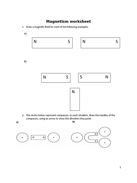 Magnetic Field Worksheet Pdf Compass Magnetic Field Worksheets