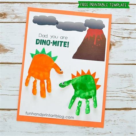 Dad You Are DINO MITE Printable Dinosaur Handprint Card Idea Diy