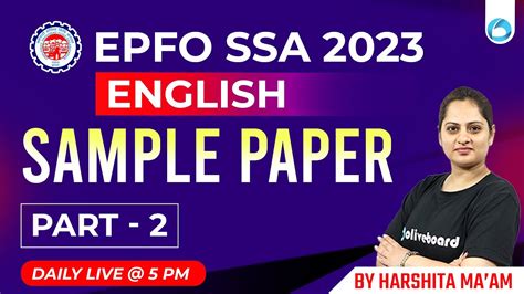 Epfo Ssa English Sample Paper Epfo Ssa Classes Epfo Ssa