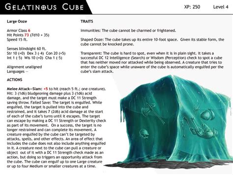 Dnd Next Monster Cards Gelatinous Cube By Dizman Gelatinous Cube