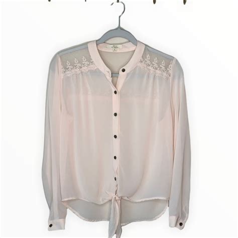 Iris Tops Iris Los Angeles Sheer Lace Button Down High Low From Tie