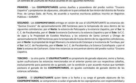 Contrato De Usufructo Ejemplos Y Formatos Word Y Pdf Para Imprimir Otosection