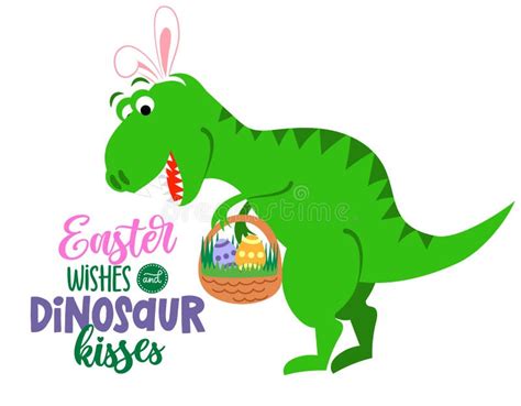 Easter Wishes And Dinosaur Kisses Funny Hand Drawn Doodle Cartoon