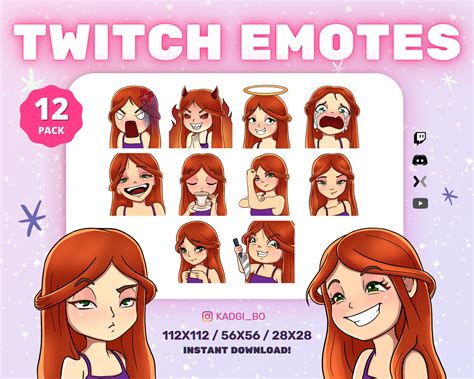 Beautiful Ginger Girl Emotes For Twitch Steaming And Discord Etsy