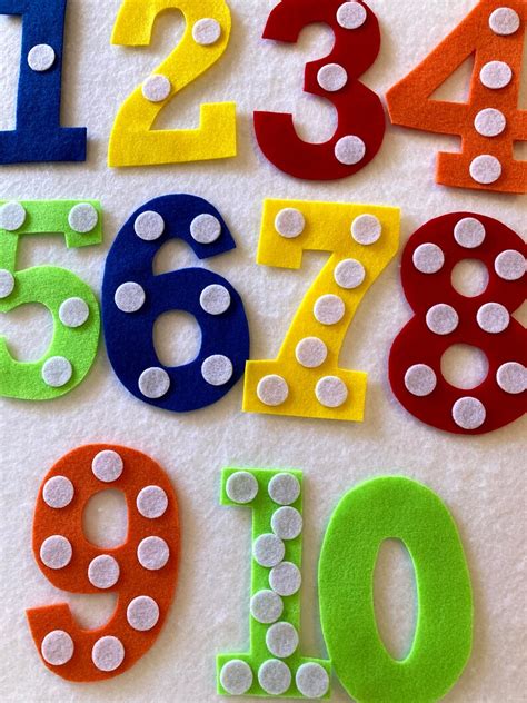 Dotted Numbers 1 10 Felt Setflannel Board Teaching Etsy