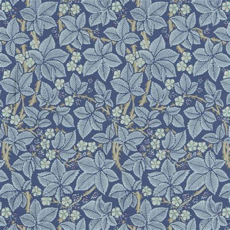 William Morris Wallcovering Bramble Wallpaper In Indigo Bedroom