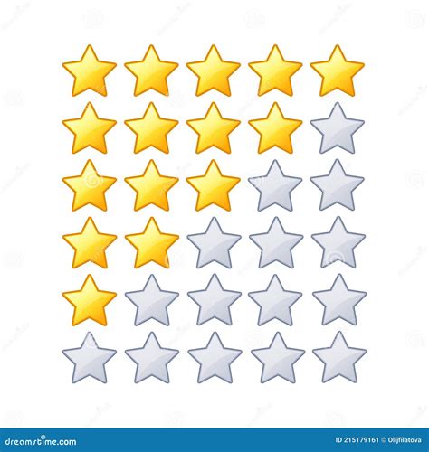 Set With Vector Volumetric Images Of Yellow And Gray Stars For Rating