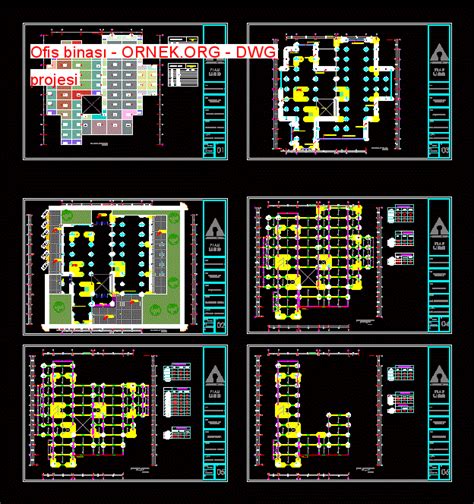 Ofis Binas Dwg Projesi Autocad Projeler