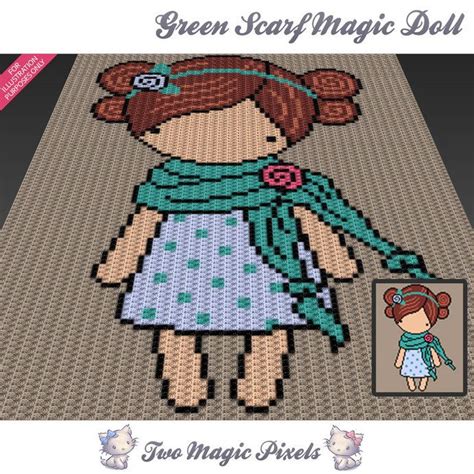 Green Scarf Magic Doll Inspired C2c Graph Crochet Pattern Instant PDF