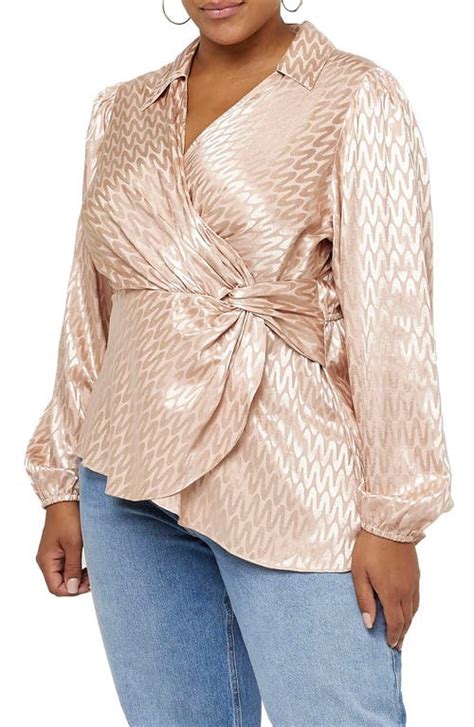 River Island Jacquard Twist Front Long Sleeve Blouse Editorialist