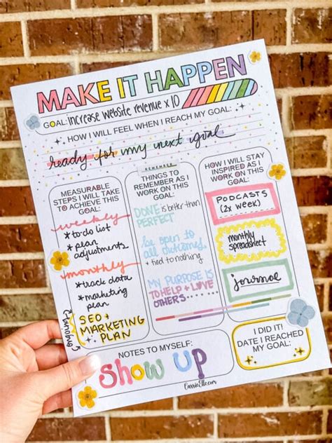 Free Printable Goal Setting Vision Board Template Carrie Elle