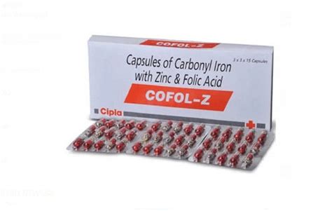 Cofol Z Capsules Of Carbonyl Iron With Zinc And Folic Acid 3x3x15