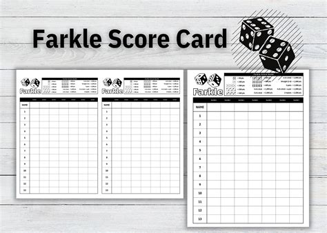 Farkle Score Card, Farkle Score Pad, Dice Game Card, Farkle Game ...