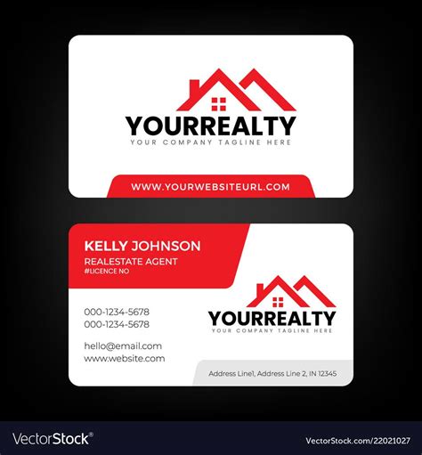 Real Estate Business Card And Logo Template Vector Image throughout Real Estate Business Cards ...