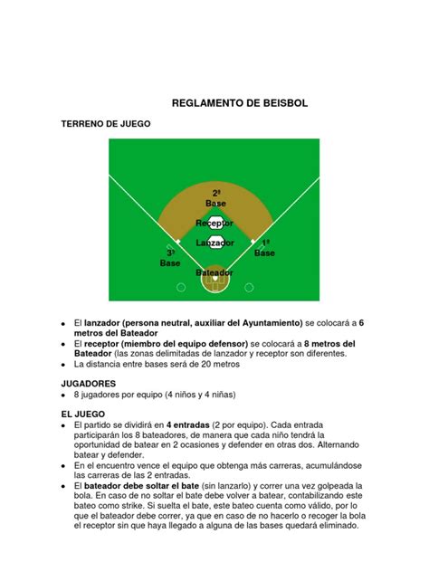 Reglamento De Beisbol Lanzador Juegos De Habilidad Física