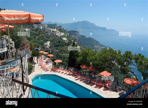 View over swimming pool towards Amalfi, Hotel Excelsior, Amalfi ...