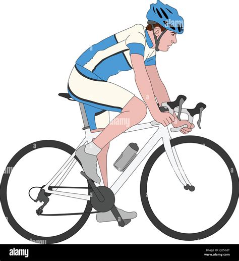 Vector Illustration Drawing Cyclist Helmet Fotos Und Bildmaterial In