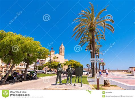 Sitges Catalunya Spain June Sculptures Of Artists On The