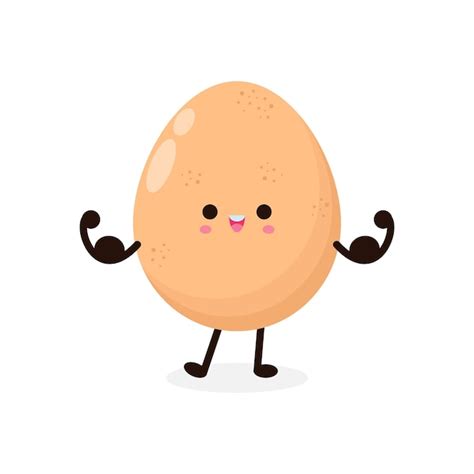 Premium Vector Funny Cartoon Cute Happy Chicken Egg Show Muscle