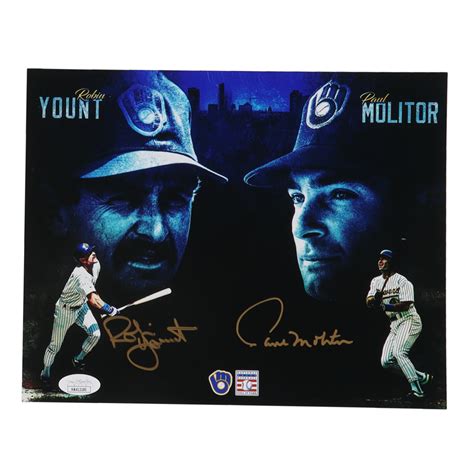 Robin Yount Paul Molitor Signed Brewers 8x10 Photo JSA Pristine