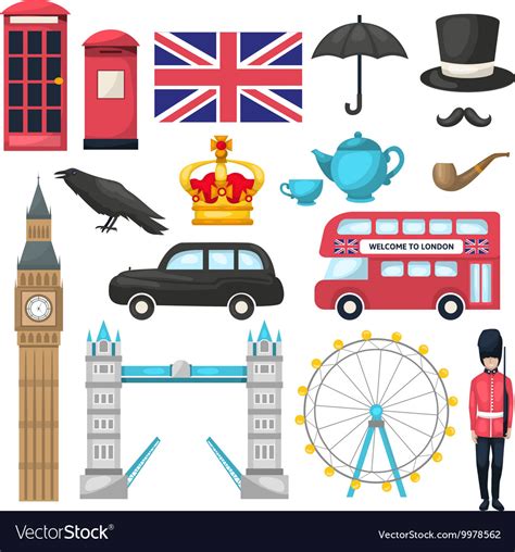 London Icon Set Royalty Free Vector Image Vectorstock